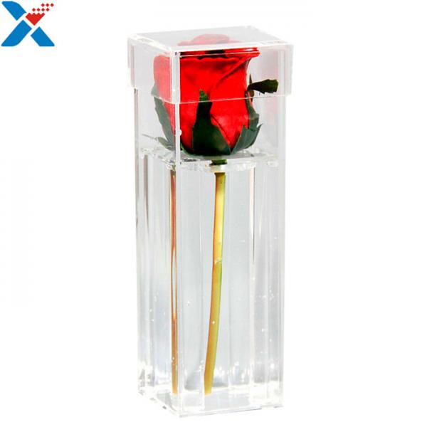 Quality Waterproof Transparent Mini Acrylic Storage Containers Plastic Single Rose Box for sale