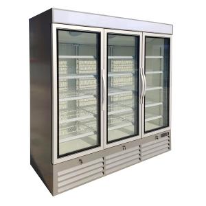  White / Black 3 Glass Door Commercial Refrigerator Freezer With Large Display Volume Manufactures