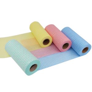 Jacquard / Mesh Spunlace Nonwoven Fabric Wiping Paper Roll For Industrial