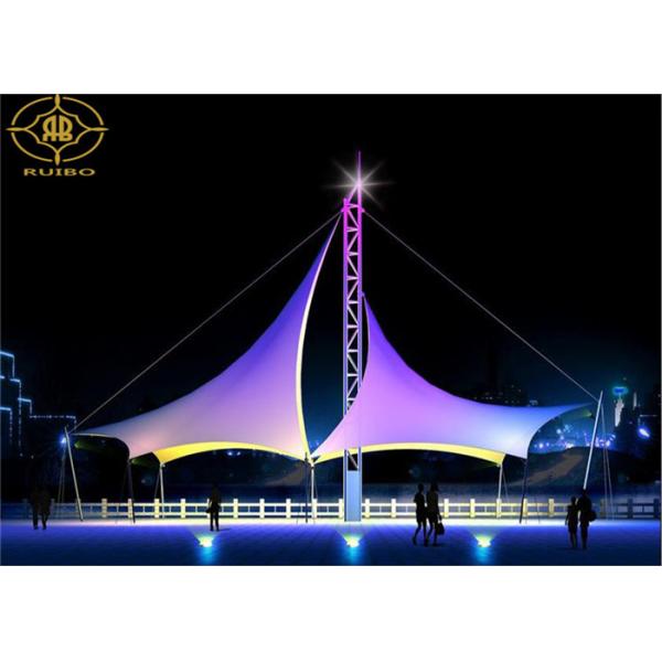 White Tensile Canopy Structures Landscape Tensile Membrane Fabric Structure