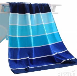 China 100% Cotton Soft Beach Towel Pool Towel Gradient Blue Striped Towel Bath Towel on sale