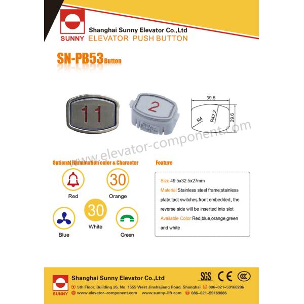 Red / White Stainless Steel Push Button For Passenger Elevator Parts