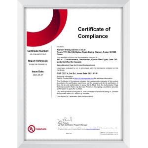 Xiamen Winley Electric Co.,Ltd Certifications