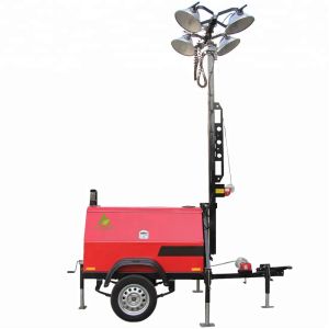  4X500W 5M Tower Flood Portable Light Tower Generator 10KW 9M Manufactures