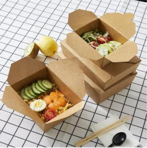 China Compostable Waterproof Kraft Paper Food Containers 500ml/600ml/700ml on sale