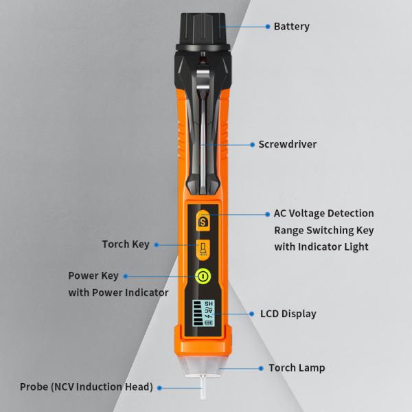 LCD Screen 600V PM8909C AC Voltage Detector Illumination lamp With Screwdriver