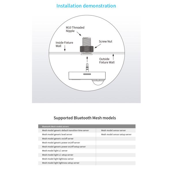 Audio-jack connection PIR motion sensor HNB134PIR, Silvair BLE mesh enabled, with Daylight Harvest Function, easy plug & play