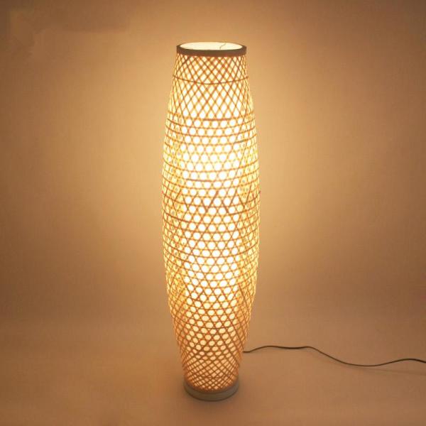 Bamboo Wicker Rattan Shade Vase Floor Lamp Fixture Rustic Asian Japanese Stand light(WH-WFL-05)