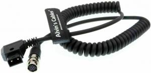 12 Pin Hirose To D-Tap Coiled Power Cable For B4 2 / 3 Fujinon Canon Lens