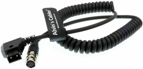 Quality 12 Pin Hirose To D-Tap Coiled Power Cable For B4 2 / 3" Fujinon Canon Lens for sale