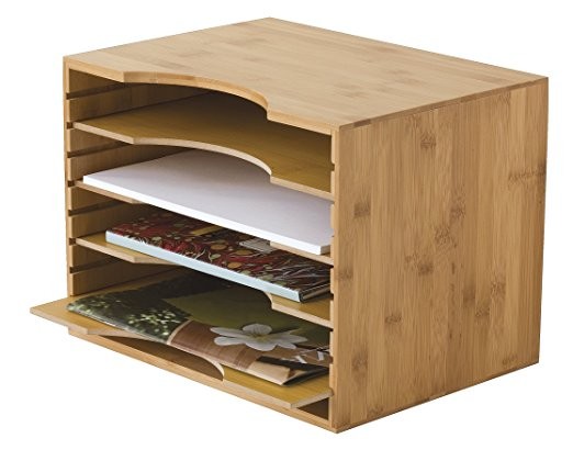 bamboo function desk organizer file tray