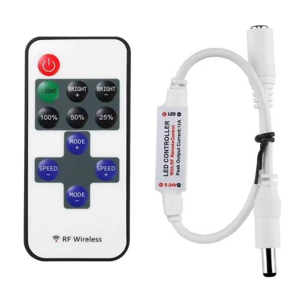 Best Seller Mini Led Controller 11keys 5V 12V 24V Single Color Controller RF Wireless Touch Remote Brightness Led Dimmer