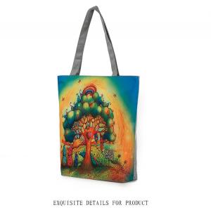 Owl Tree dolls printing women handbag canvas shoulder bag lady