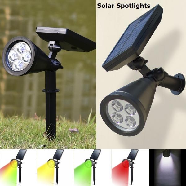 Quality Solar Spotlights Outdoor Waterproof 4 LED Solar Security Landscape Lights Adjustable Solar Garden Light for Yard for sale