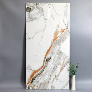 China Calacatta White Gold Veins Marble Porcelain Slab Tile Sintered Stone 600x1200mm on sale