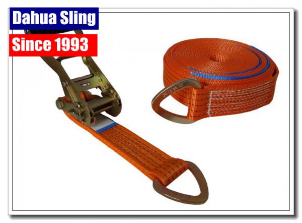 Quality 8 Meter D Ring Cargo Ratchet Tie Down Straps 2 Inch Polyester Webbing for sale