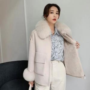  Korean Style Fox Fur Coat Fall Winter Short Women Genuine Wool Coat Manufactures