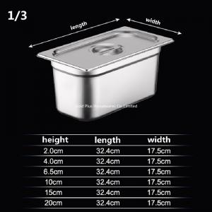 China Eco Friendly Serving Chafing Dish 1/3 With Lid Buffet Service Food Pan 17.5cm Width on sale