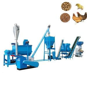 China 1 Ton Per Hour Feed Pellet Production Line Cattle Animal Feed Crusher Machine And Mixer on sale