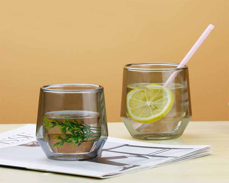 Double Wall Thermos Glass Coffee Cup Hand Blown Borosilicate Glass Material