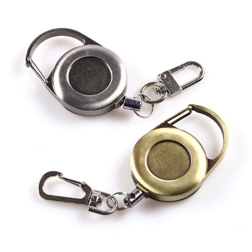 Quality Classic Metal Retractable Badge Clip Key Holder Round Antique Matte Surface for sale