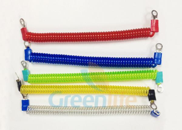 Quality Coloured Steel Wire Retractable Coil Cord With Eyelet Terminals / Protectors for sale