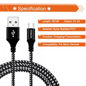 China 1M 3 Foot Samsung Android Micro USB Cable / Micro USB Charging Lead OEM on sale