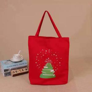  2021 hot selling  promotional customized Christmas  canvas  tote bag reusable Santa shopping bag handbag  gift for kids Manufactures