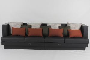  Black Oak Wood Long Banquette Sofa Sheraton Hotel Luxury Design With Pillows Manufactures