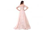 Light Pink Half Sleeve Evening Dresses / Saudi Wedding Bridesmaid Dress