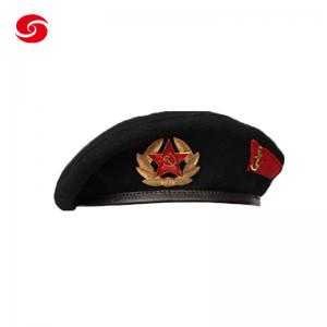 China Vintage Russian Military Uniform Hats Unisex Army Wool Beret Hat Beret on sale