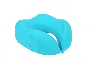 China Blue Color Memory Foam Neck Pillow / U Shape Travel Neck Support Airplane on sale