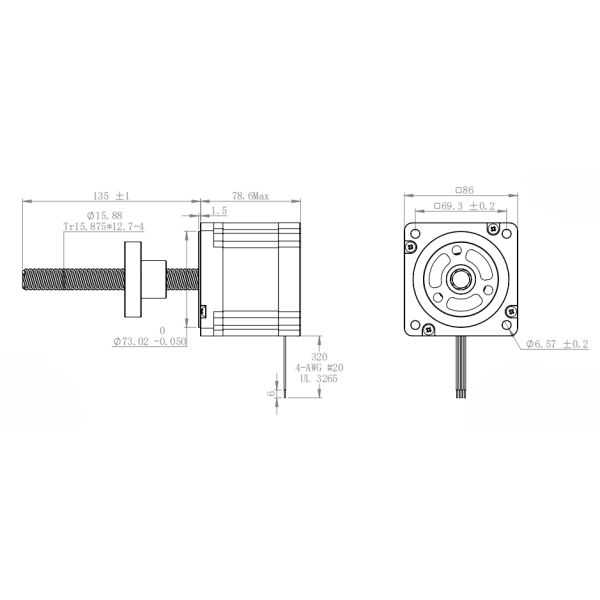 Lead Screw Linear Hybrid Stepper Motor SM86C0905 NEMA34 86mm With Nut
