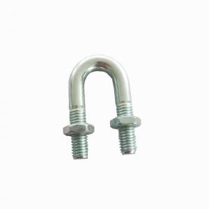  Plain Cable End Fittings Pipe Size Zinc Plated Round Bend U-Bolt With Hex Nuts Manufactures