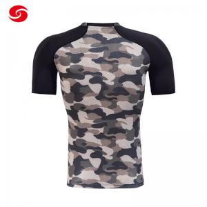  Bird Eye Cloth Mesh Fitness Sport Compression Running Sweater T Shirt Camouflage Manufactures
