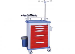  ABS Medical Trolley Red Color Emergency Cart 5 Drawers Hospital Crash Cart ALS - ET003 Manufactures