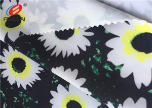  Flower Printed Stretch Polyester Spandex Fabric For Derss , 50D + 40D Yarn Count Manufactures