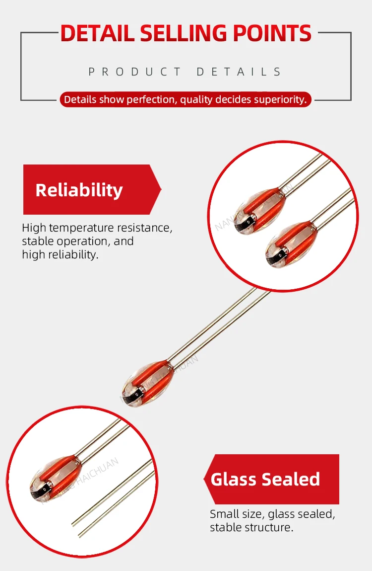 MF58D Waterproof NTC 10k Ohm Thermistor Temperature Sensor Glass Sealed Probe