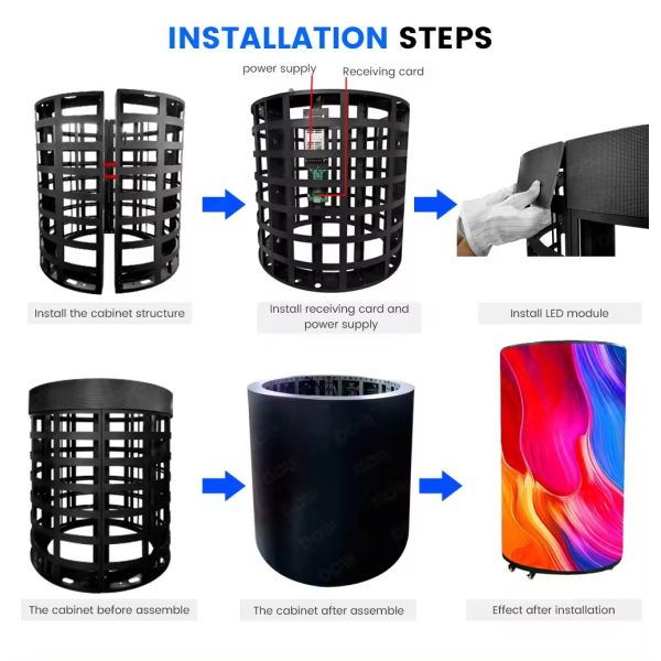 Full Color Curved Flexible LED Display Board With IP31 Certification Pixel Pitch 2.5mm Indoor Customized