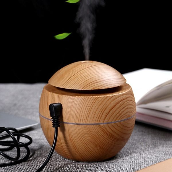 Cool Mist Wood Grain Mini Size 130ML Air Humidifier, Portable Desktop For Office