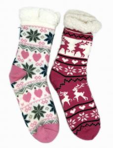  Double Layer Jacquard Soft Cozy Socks Snowflake Ladies Indoor Socks Manufactures