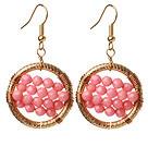 China Fashion handmade Eardrop woman Jewelry copper wire braiding with coral wholesale low MOQ on sale