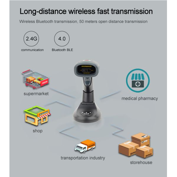 Handheld Scanners with Docking and Usb Cable Wireless Barcode Scanner for Pos Machine