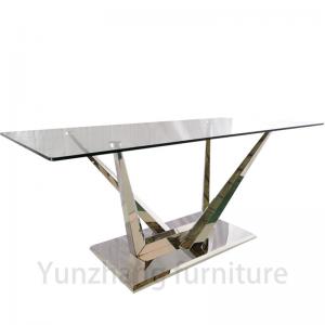 China Low Luxury dining table with silver base on sale