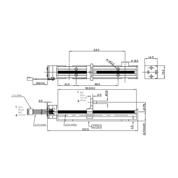 Plastic Slider Linear Stepper Motor 2 phase stepper motor Dia 15mm With 1kg Thrust