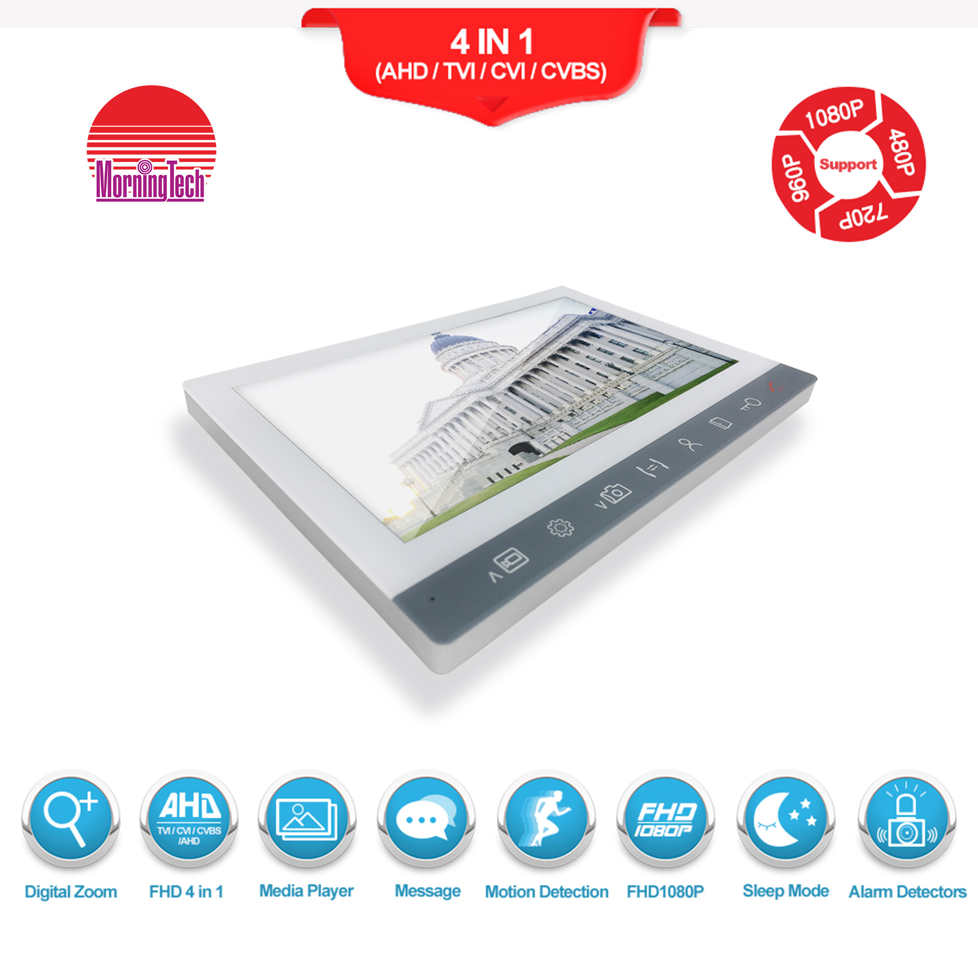 Audio doorphone 7-inch 960P TFT Lcd screen video intercom system multi family