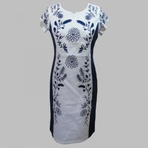 China Hot Selling Woman Embroidery Short Sleeve Summer Autumn Lady Maxi Dress on sale