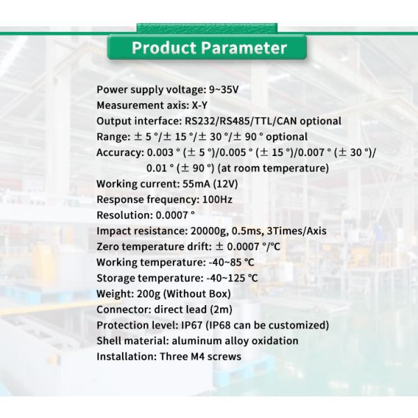Industrial Grade UBIS-526Y RS232 RS485 TTL Dual Axis Inclinometer Digital Sensor