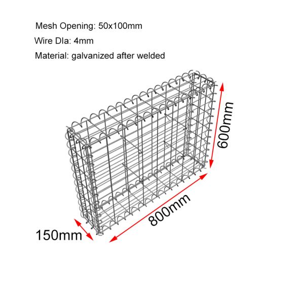 Gabion Anti Rust 4mm Welded Wire Retaining Wall Stone Cage For Flood