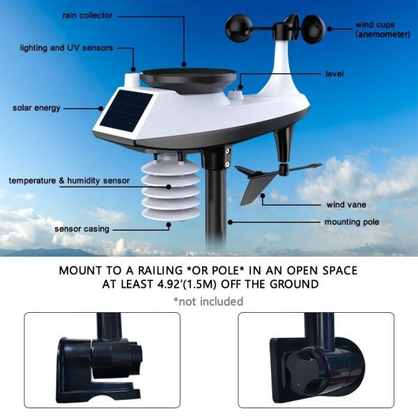 600-1100 HPa Air Pressure Detection Automated Weather Station Wireless For Home